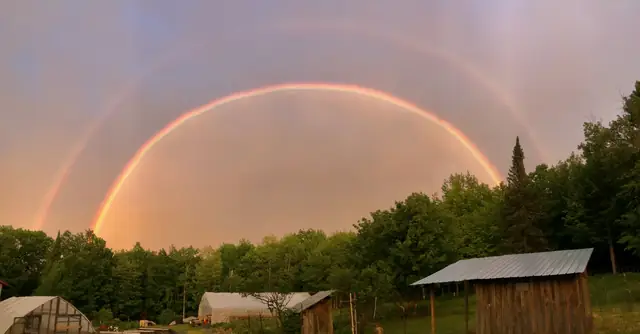Double rainbow over the farm