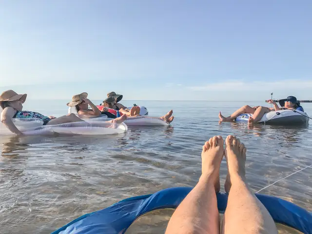 Floating on Lake Superior on a summer evening